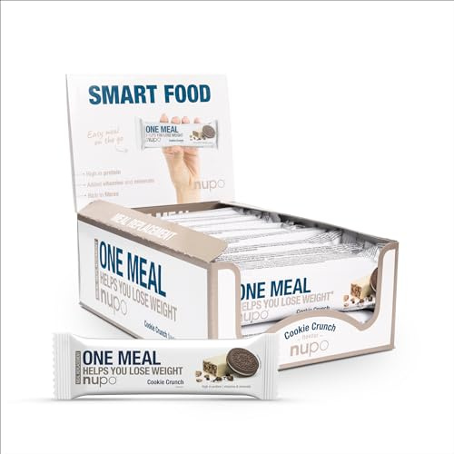 NUPO One Meal Bar - Cookie Crunch (15 x 60g) I Leckerer High Protein Riegel zum Abnehmen | Mahlzeitenersatz Protein Bar Low Sugar I Kalorienarme Snacks mit Nährstoffen Vitaminen und Mineralien