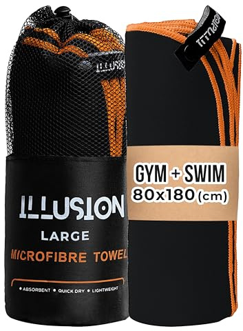 illusion Swimming Towels for Adults 80x180cm – Extra Large Microfibre Towel | Compact, Lightweight & Fast Drying Towel, Perfect for Gym, Travel, Ideal for Post-Workout Showers and After Swimming