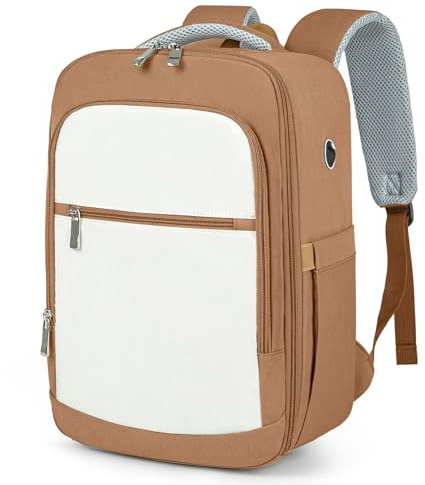 RuoSien Mochila Viaje Cabina Avion 40x30x20,Mochila Ryanair 40x30x20 para Equipaje de Mano,Mochila Cabina Bolsa de Viaje Mochilas Casual Con Bolsillo Antirrobo(Caramelo,40X20X28CM)