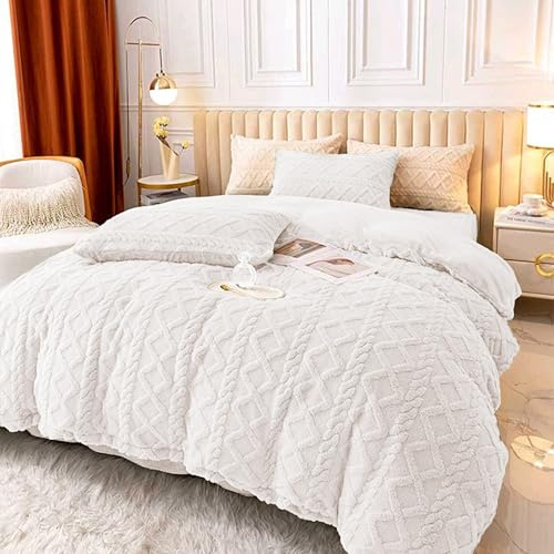 MANEMI Edredón Borrego 180 x 260 cm con 1 Funda de Cojín - Nórdico Invierno Cálido y Suave, Relleno de Micro Fibra Poliéster, Reversible Franle y Sherpa