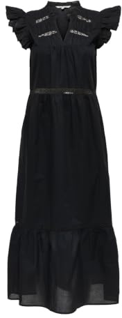 ONLY Onlsunny Capsl Frill Dress Wvn Noos Abito Elegante in vestibilità Regolare con Volant, Nero, L