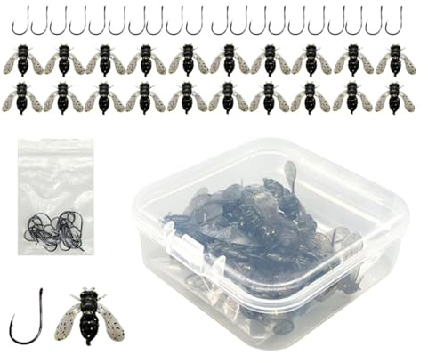 Mosca de pesca con anzuelo, cebo para pesca con mosca, surtido de moscas para pesca con mosca, equipo de pesca para salmón, lluvia, trucha, cebo de pesca con mosca, 20 unidades