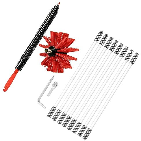 TOPPERFUN 1 Set Spazzole per Pulizia Caminetti Kit per Pulizia Tubazioni e Fumi con Ergonomico Adatto per Flue e Facile da Usare e Montare Materiale Resistente