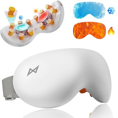 AXV Eye Massager with Heat and Cooling, Massaging Eye Mask Massager, Eye Massage for Migraines, Dry Eyes, Strain Relief, Birthday Gifts for Women Men Mom Dad