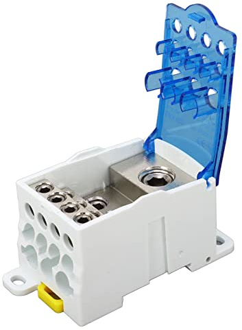 Uadme Morsettiera Distribuzione, Scatola di Distribuzione Morsettiera, Morsettiera Din per Armadi di Distribuzione, Scatole di Distribuzione e Armadi ad Alta Tensione (Blu, 400A)