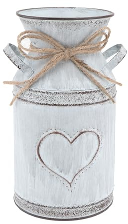 Cabilock Metal Vase Heart Shaped Vintage Watering Can Milk Jug Farmhouse Vase Rustic Floral Arrangement Planter for Decor Indoor and Outdoor Use