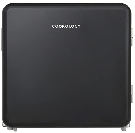 Cookology Retro Freestanding Fridge with Chiller Box, Self Closing Door (47L, Black)