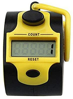 MACHSWON Elektronisk räknare, 5 digital LCD elektronisk manuell fingerdisk, handdiskar för löpning, golf, sport, evenemang, fotboll gul