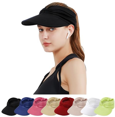 TAGVO Visera Mujer Verano,Gorro Anti-UV para Plegable Sombrero Peso Ligero Visera De Playa para el Sol de al Aire Libre Correr Tenis Golf Deportes de Playa Mujeres Senderismo