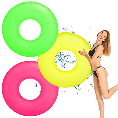 Flotadores Hinchables Piscina para Adultos Niños,3 Piezas 91cm 3 Colores Caucho de Juguetes Flotador para Piscina,Juegos de Agua Círculo de Natación para Playa Fiesta de Verano Niños y Niñas
