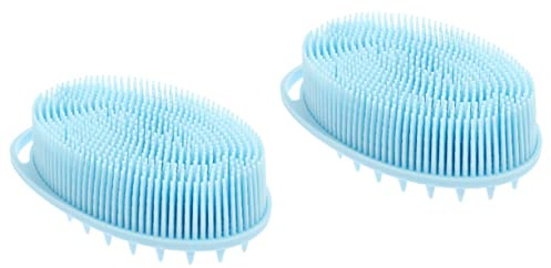 minkissy 2 st dubbelsidig badborste duschborste för kropp vuxen massageapparat badskrubbare för kropp silikon skrubbare silikon kroppsskrubbare silikon rengöringsborste silikon baby borste hår