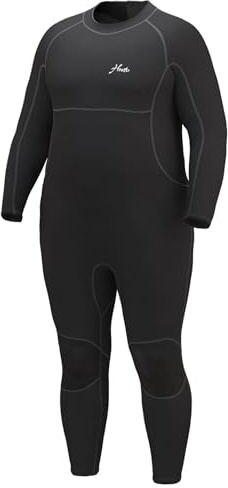 Hevto Men Wetsuits Plus Size 3/2mm Neoprene Back Zip Wet Suit Swimming Keep Warm in Cold Water (MP01-Black, 52)