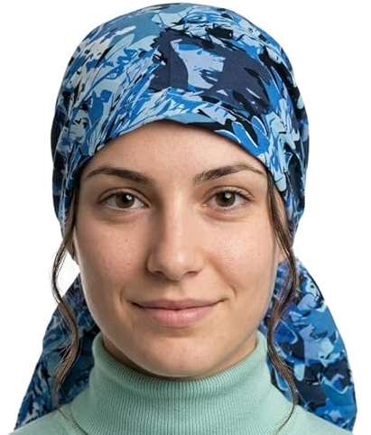 Cool4 Sommer XL Kopftuch Strand Tuch Bandana Beanie Mütze Chemo Cap A02 (Blau abstrakt grau hellblau gemustert)