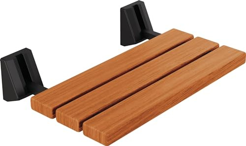 Delta Faucet Steam System Wall Mounted Fold-Up Wood Seat, Black Foldable Shower Seat, Matte Black 5SE-SBS-6-BL