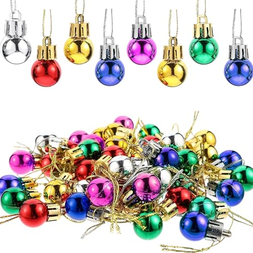 5 PCS Christmas Balls with Lanyard, 2cm Ornaments for Christams Trees, Mixed Color Ornaments Ball for Holiday and Party Deocation