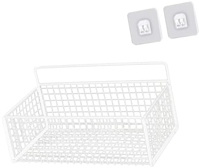 JISADER Cestino da Parete sospeso per riporre Oggetti, Organizer da Parete, Ripiani a Muro, Robusto Cestino in Filo di Acciaio per Cucina, Bagno, M Bianca con Adesivo