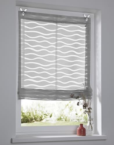 Enya - Tenda a pacchetto con occhielli, colore: grigio, 60 x 140 cm