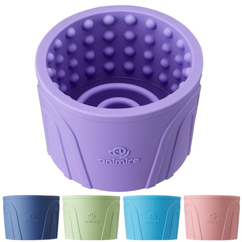 Dog Slow Feeder Lick Bowl, Anxiety Relief Dog Licking Mat Treat Dispenser, Non-Slip Anti-Choking Slow Eating Lick Bowl for Small Medium and Large Breed Dogs, BPA Free Silicone(Purple,S)