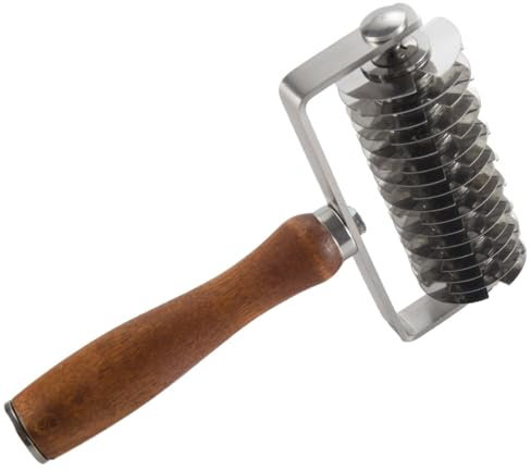 Cortador de masa de rejilla, cortador de pizza con mango de madera, rodillo de rejilla para cortar masa, base de pizza, hornear, pan, galletas, herramientas para hornear, tartas, adecuado para