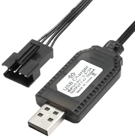 7.4V USB Charger Cable with SM-3PIN Plug for RC Car Plane Tank Boat and Other Remote Control Toys Rechargeable Batteries