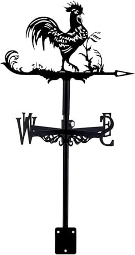 Exquisita Veleta Decorativa de Metal con Forma de Gallo, Veleta para jardín, estaca de Acero Inoxidable, Kit indicador de dirección del Viento para escenas de Granja al Aire Libre.