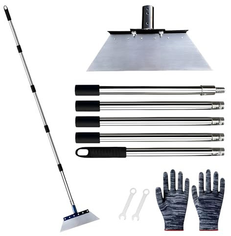 Pala de Jardín Multifuncional, Pala de Limpieza de JardíN con Mango 200 cm, Pala Plana de Acero Multifuncional, Pala de Limpieza de JardíN, para Plantas, Jardines, Granjas, Céspedes