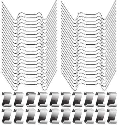 60Pcs Greenhouse Glass Clips (Z & W Type) - Stainless Steel Glazing Clips for Aluminium Frame Greenhouses, Glass/Polycarbonate Panes Replacement & Stormproof Fixings