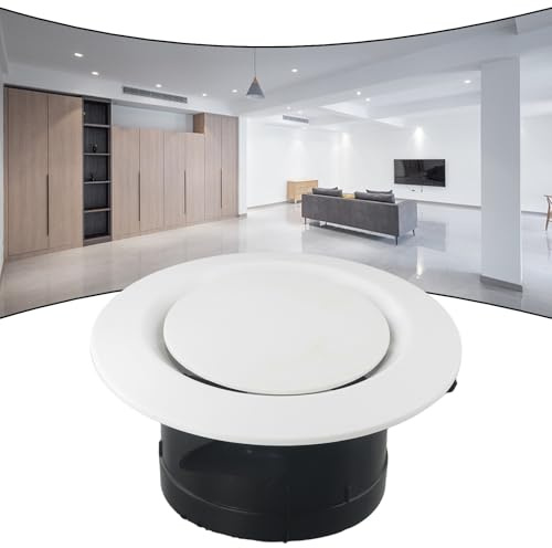 Vibsky Griglia di ventilazione a soffitto in ABS con flusso d'aria regolabile, diffusore rotondo montabile per scarico centrale dell'aria condizionata, uscita dell'aria fresca interna, riduzione del