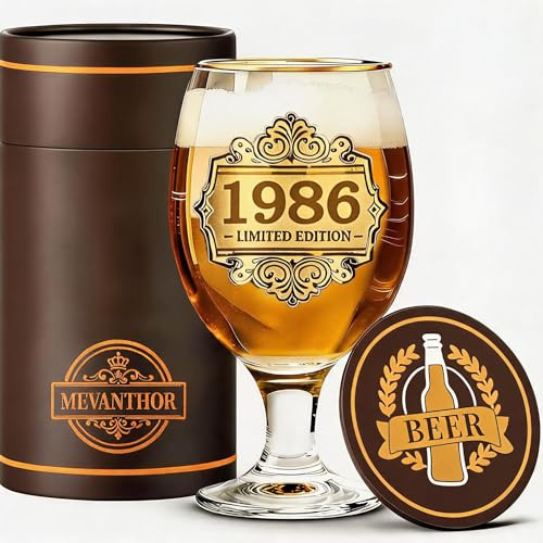 Regalo Uomo 40 Anni, 1986 Compleanno Festa Addobbi Bicchiere Birra, 400ml