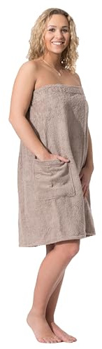 ZOLLNER Kilt de sauna pour femmes - doux pour la peau et très absorbant - coton - avec élastique et fermeture à scratch - certifié Oeko Tex®, beige, S-M