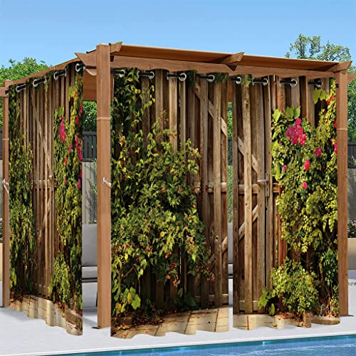 Syhi Qlty Rideaux d'extérieur Imperméable, Rideau Occultant Thermiques Rideau Exterieur Terrasse Rideau pour Pergola Tonnelle Cabane Jardin, 2 Pièces 132 x 241 cm, 3D Porte de Jardin