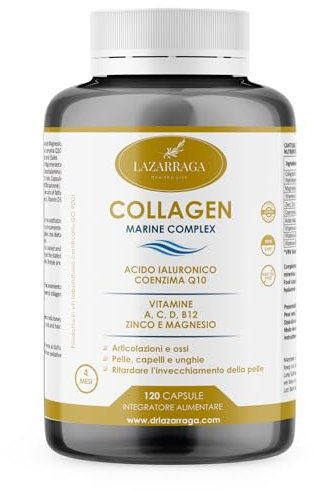 Colágeno Marino Hidrolizado con Ácido Hialurónico, Q10 y Vitaminas (Para 4 Meses) | Enriquecido con Magnesio y ZINC