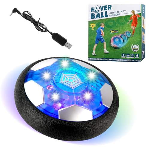 Air Power Football, Rechargeable Jeu Foot Enfant, Jouet Enfant Ballon de Foot Rechargeable avec LED Lumière, Hover Soccer Ball, Jeux de Foot Cadeau d'anniversaire pour activités Interieur Exterieur