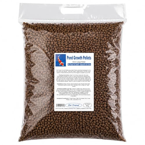 Pet Friend Growth Pellet 8mm Large Koi Food, 5kg | 38% High Protein Floating Pond Fish Food Pellets for Large Koi