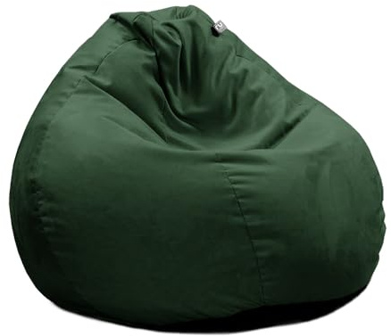 rucomfy Beanbags Velvet Slouchbag Bean Bag - Luxury Plush Living Room or Bedroom Beanbag Chair for Teens and Adults - Premium Home Furniture Seating - D80cm x H110cm (Emerald Green, Beanbag Only)