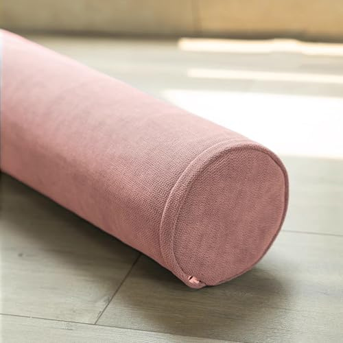 DUOLEH Cojín de apoyo para el cuello y la espalda, almohada cilíndrica redonda para sofá, cama, coche, almohada de cabecera, ideal para masajes y yoga, cojín para reposabrazos (40 x 10 cm, rosa)