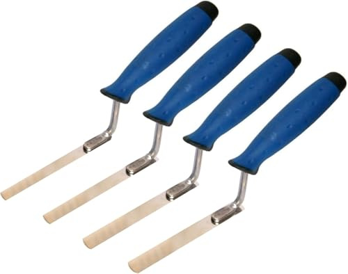 4 x fingerpekande murslev i rostfritt stål, 8 10 12 14 mm med gummihandtag