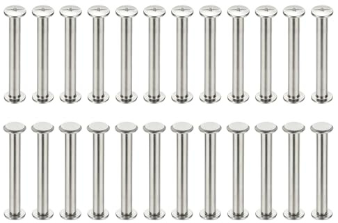 PATIKIL 24 Sets Chicago Screws, 5x40mm(DxH) Chicago Screws Phillips Binding Post Screw Bolts Leather Rivets 304 Stainless Steel Fasteners for Leather Belt Scrapbook Photo Albums, Silver