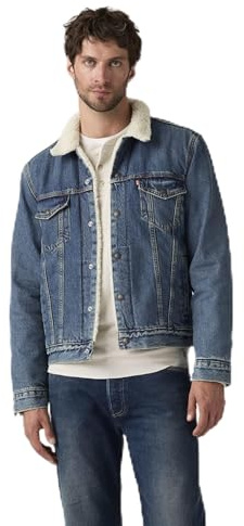 Levi's Hombre Cazadora vaquera Type III Sherpa Trucker forrada, Regular Fit, Azul (In The Morning Sherp), S