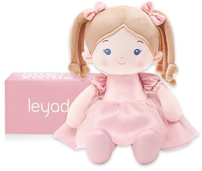 LeyaDoll Bambola morbida(12''), bambola bambina ideale come regalo bambino 1 anno, regalo di battesimo e Natale per bambina e neonati Mini-Princess-Coral-Light-Pink