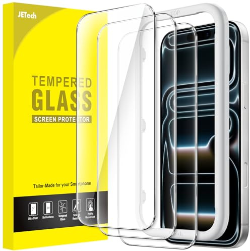 JETech Skärmskydd för iPhone 17 Pro Max, 3-Pack | 9H Härdat Glas, HD Klar, Repskydd, Enkel Installationsram