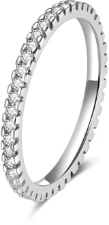 Silver Rings For Women, 18k White Gold Plating And Featuring Round Cubic Zirconia (Cz) Stones, These Stackable Rings Make Exquisite Thoughtful Gifts Special Occasions Such As Birthdays And Weddings