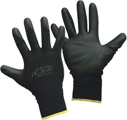 Montagehandschuhe - 12 Paar - Arbeitshandschuhe - Farbe: schwarz - 10 (XL)
