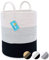 OrganiHaus Large Laundry Basket, Cotton Rope Storage Bin for Dirty Clothes & Toys, Woven Blanket Basket with Handles, Washing Baskets for Laundry, Nursery or Bedroom Décor - 38x45cm, Black/White
