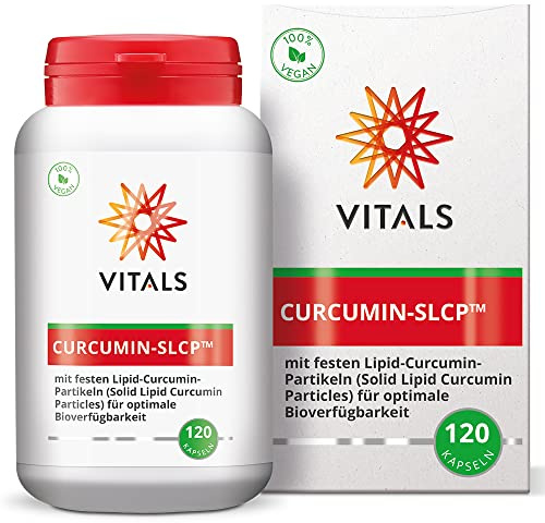 Vitals Curcumin SLCP - 120 Kapseln, vegan. Mit Solid Lipid Curcumin Particles (SLCP) für optimale Bioverfügbarkeit. Wissenschaftlich belegt und Entzündungshemmung.