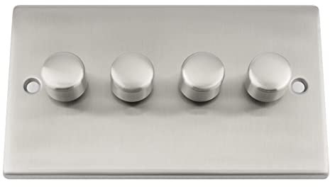 SATIN SQUARE DIMMER SWITCH 1/2 / 3/4 GANG 400W (Dimmer 400w Quad 4 Gang)