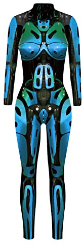 Seaur Halloweenkostym, dam, skelett, cosplay, catsuit, overall, ben, dräkt, karneval, S, M, L, XL