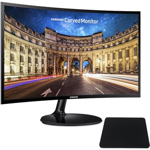 SAMSUNG 27 Inch Curved Computer Monitor, LC27F390FHNXZA LED 60Hz Full HD 1080P Gaming Slim Design for Home &Office, Black Mouse Pad Included
