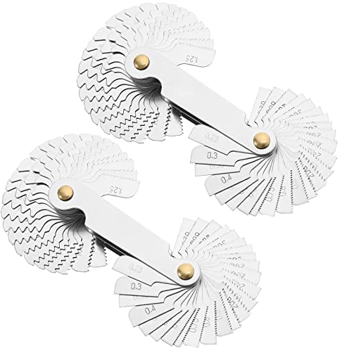VGOL 2PCS Metric & Imperial Thread Measuring Gauge Whitworth 55 Degree & Metric 60 Degree Thread Pitch Measuring Tool for Industrial Measurement