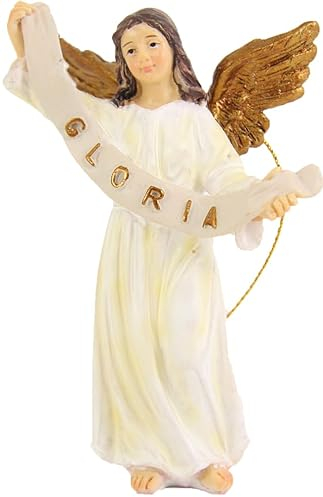 FADEDA Ángel/Altura: 10 cm/Pintadas a mano/Figuras de Belén fieles - Decoración de mesa de Navidad Cuna Accesorios